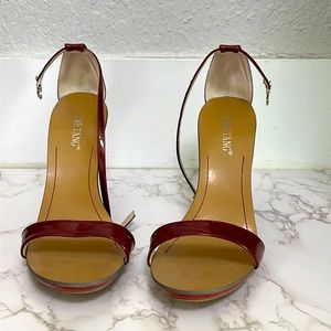 Red strappy heels